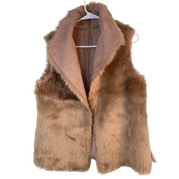 NWT Sz Small Ann Taylor Loft Reversible Faux Suede Fur Vest Womens $110 Pink - Picture 5 of 8